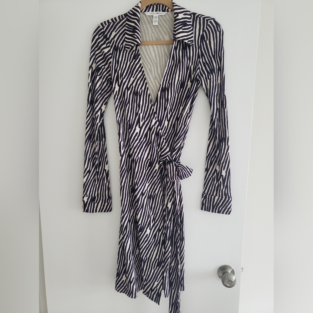 Vintage DVF Zebra Print Wrap Dress US6